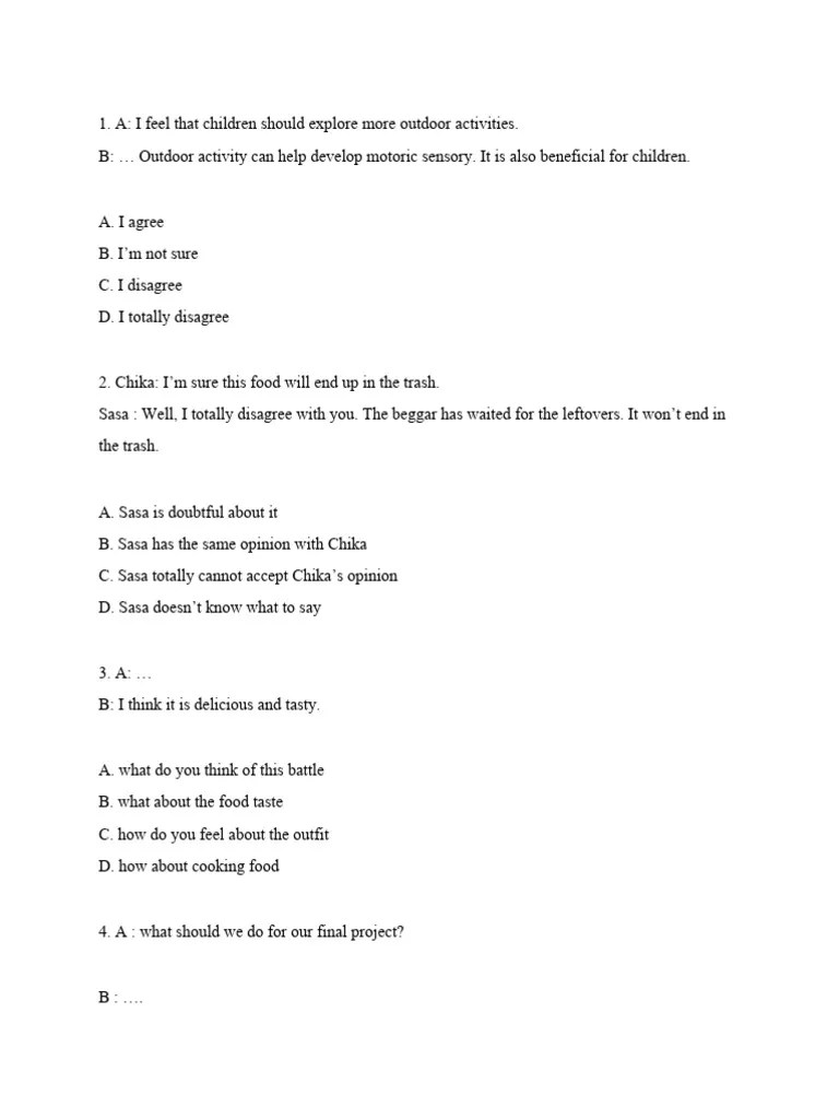 Soal Agree Dan Disagree | PDF