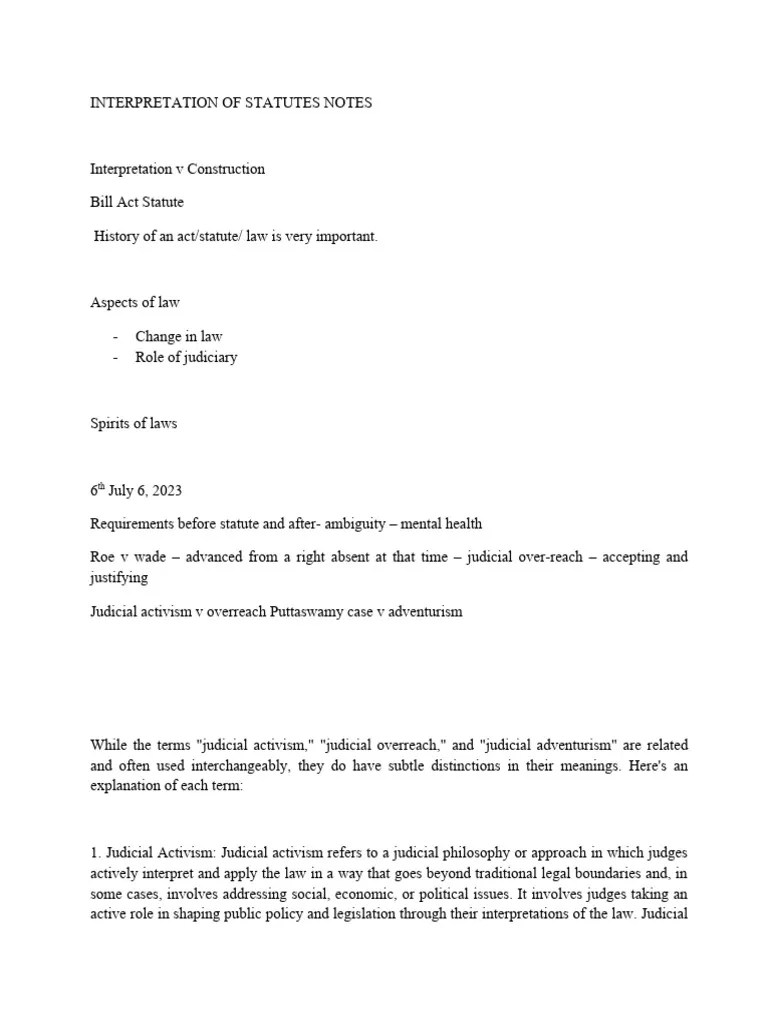 Interpretation Of Statutes Notes | Download Free PDF | Plain Meaning ...