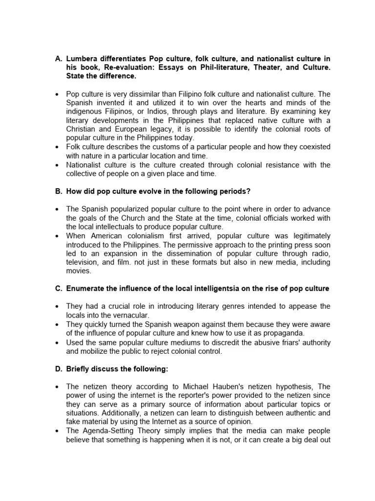 Philippine Pop Culture | PDF | Mass Media | Internet