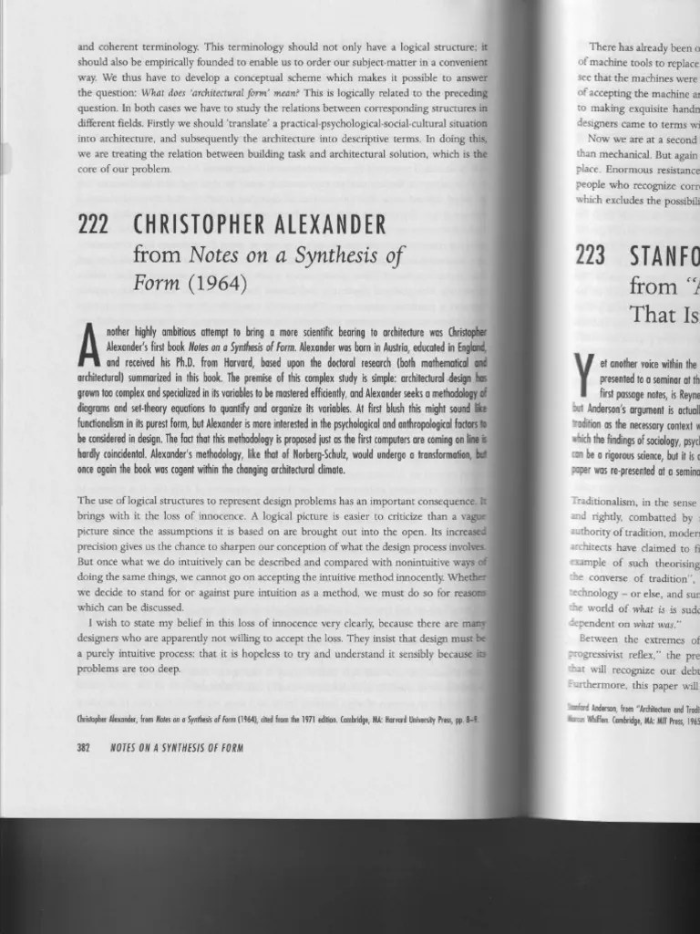 7.3 - Alexander - Notes On A Synthesis Of Form | PDF
