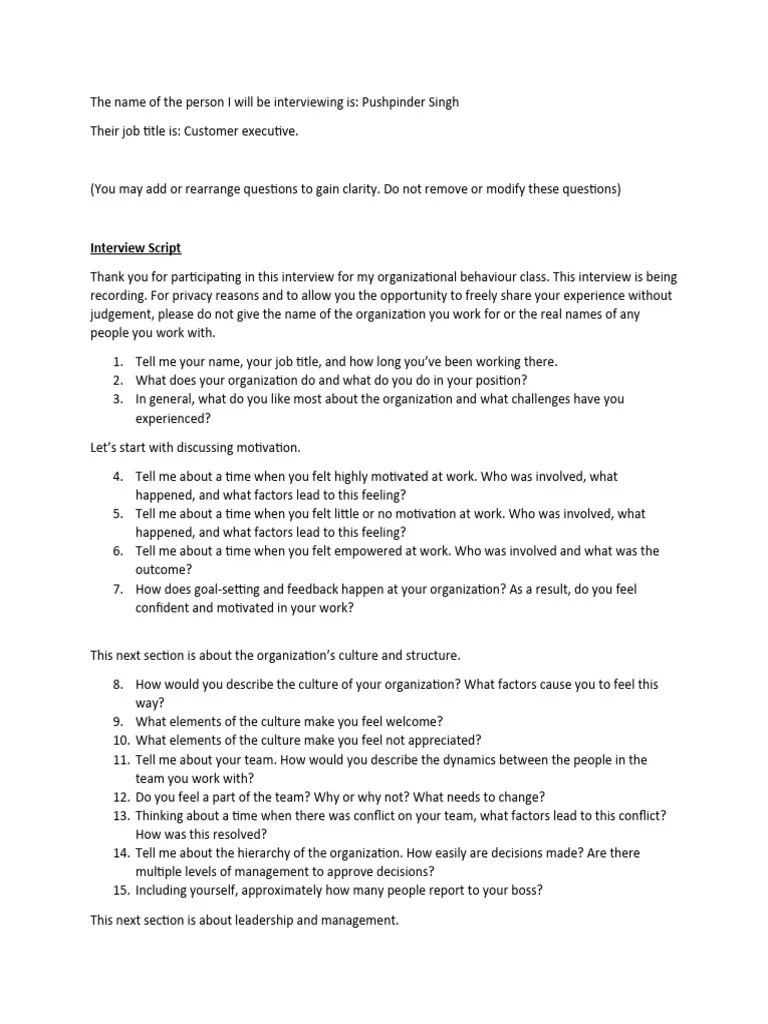 BUS8020 Interviewee And Questions V3 | PDF | Business | Cognition