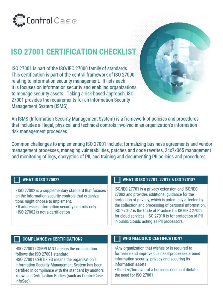 ISO 27001 Certification Checklist | PDF | Information Security | Payment Card Industry Data ...