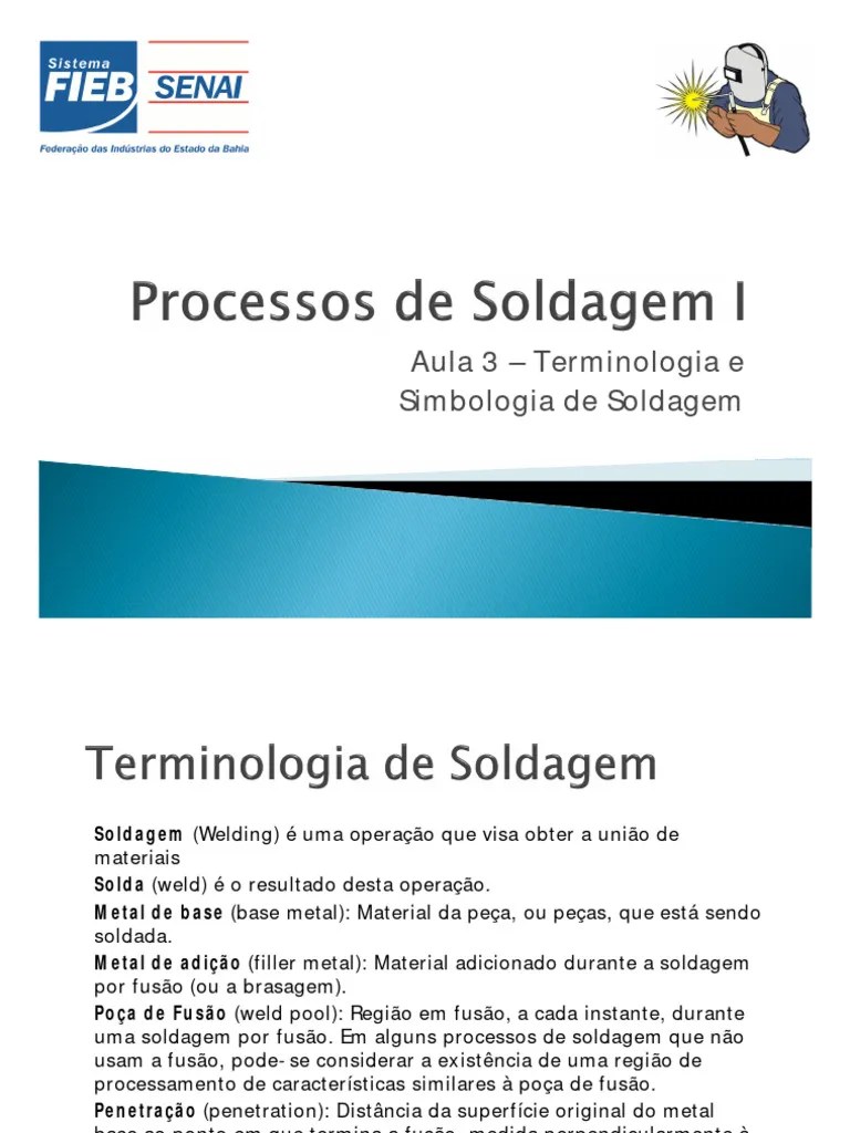 Aula 3 - Terminologia E Simbologia De Soldagem | PDF | Aço | União