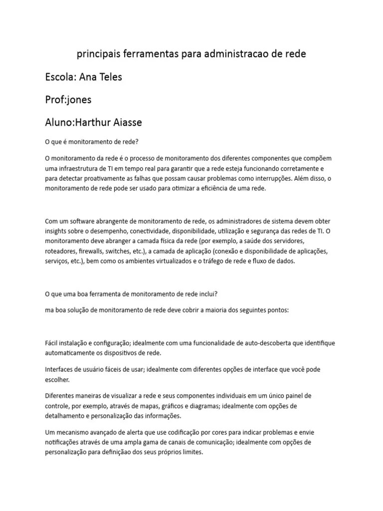 10 Ferramentas Para Monitoramento E Administração De Redes | PDF