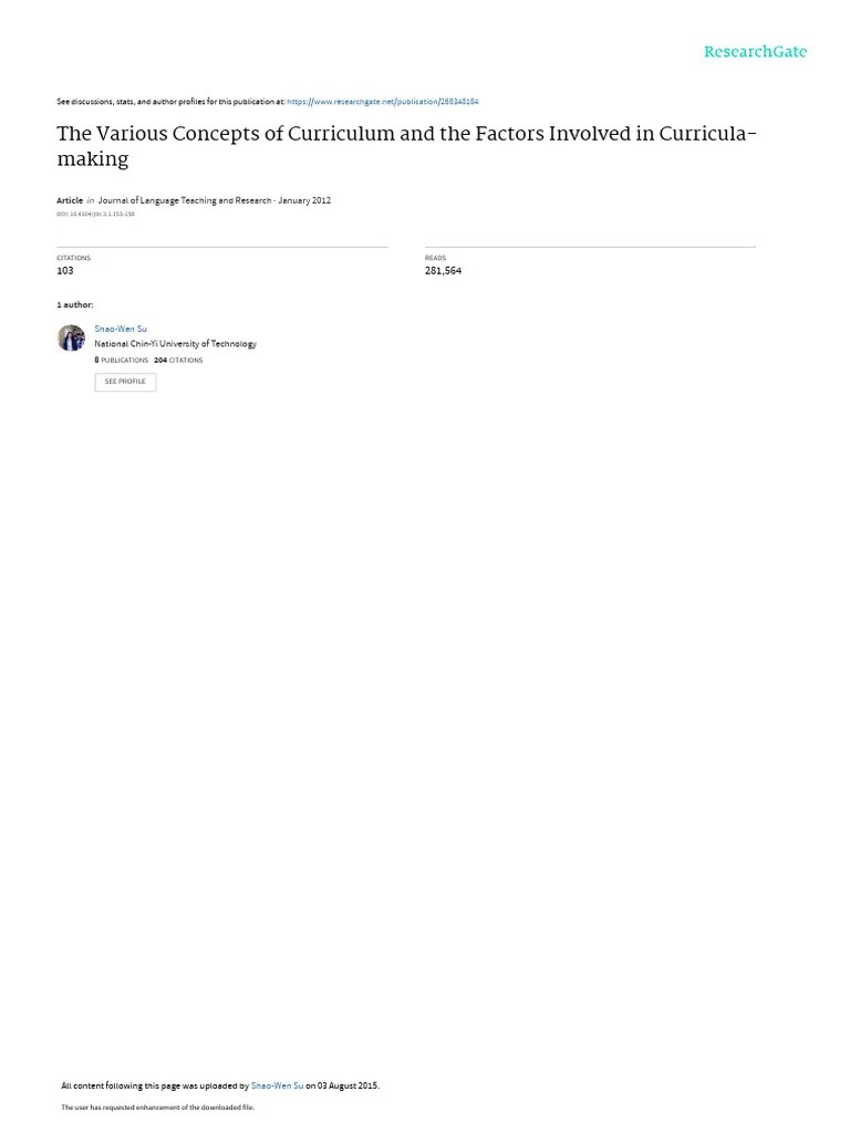 The Various Concepts Of Curriculum And The Factors | PDF | Curriculum ...