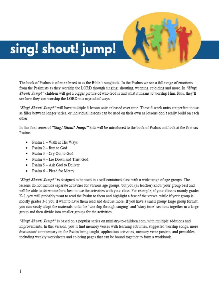 Lesson Plans - Sing Shout Jump | PDF | Jesus | Psalms