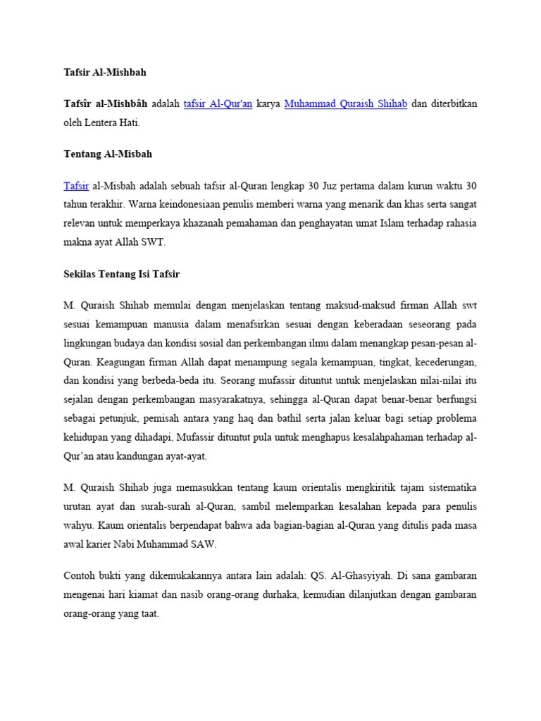 Tafsir Al Mishbah | PDF