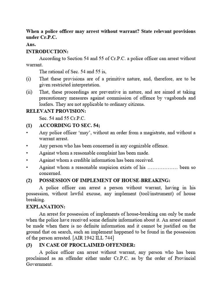 Police May Arrest Without Warrent | PDF