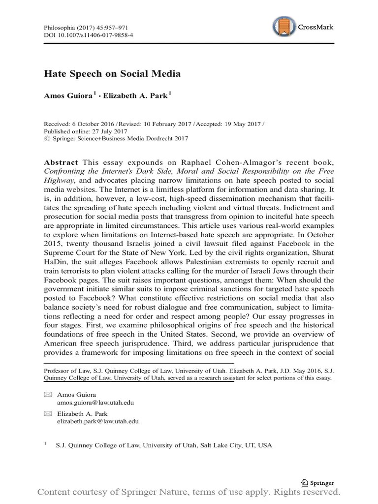 Hate Speech On Social Media | PDF