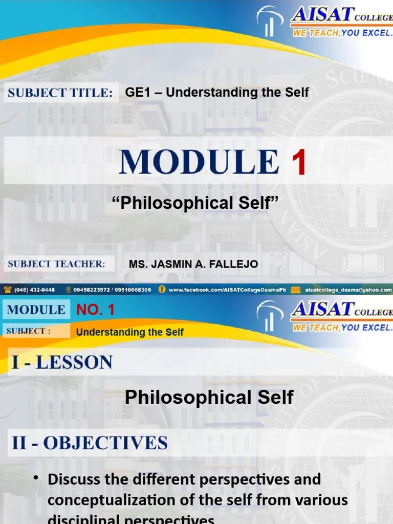 Understanding The Self Module 1 | PDF | Philosophy Of Self | Mind