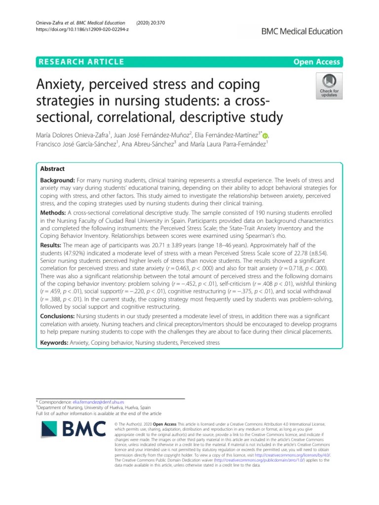 Anxiety, Perceived Stress And Coping | PDF | Behavioural Sciences ...