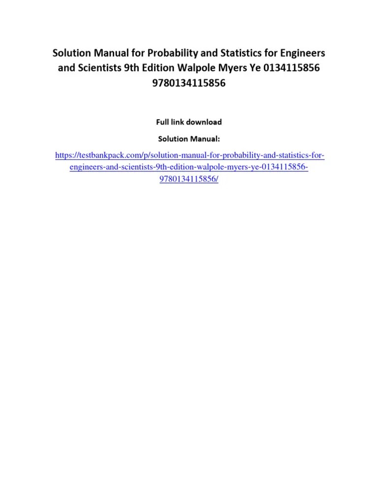 Solution Manual For Probability And Statistics For Engineers And ...
