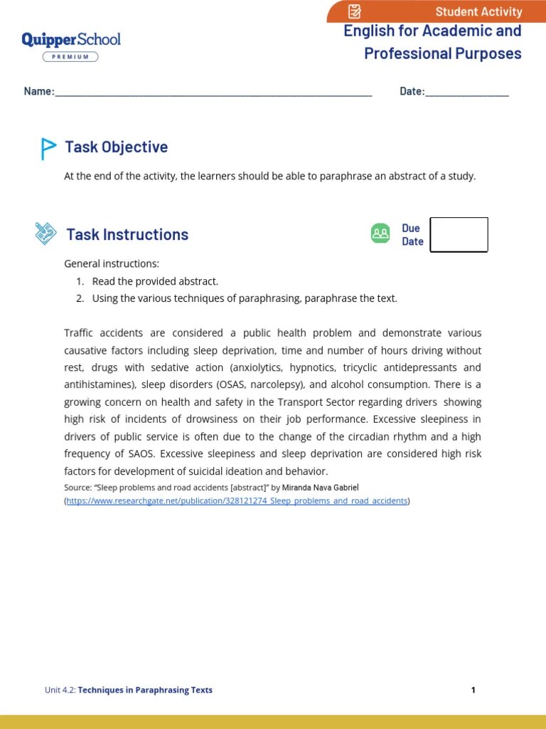 PDF (SA2) - EAP11 - 12 - UNIT 4 - LESSON 2 - Techniques In Paraphrasing Texts | PDF