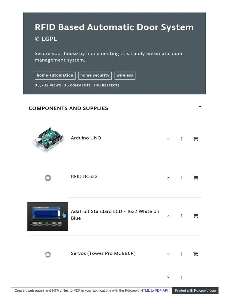 Create Arduino CC Projecthub User8523373 Rfid Based Automati | PDF ...