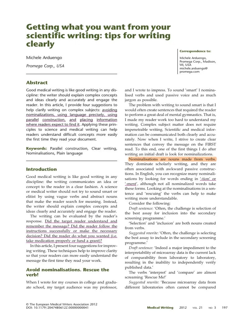 Getting What You Want From Your Scientific Writing Tips For Writing ...