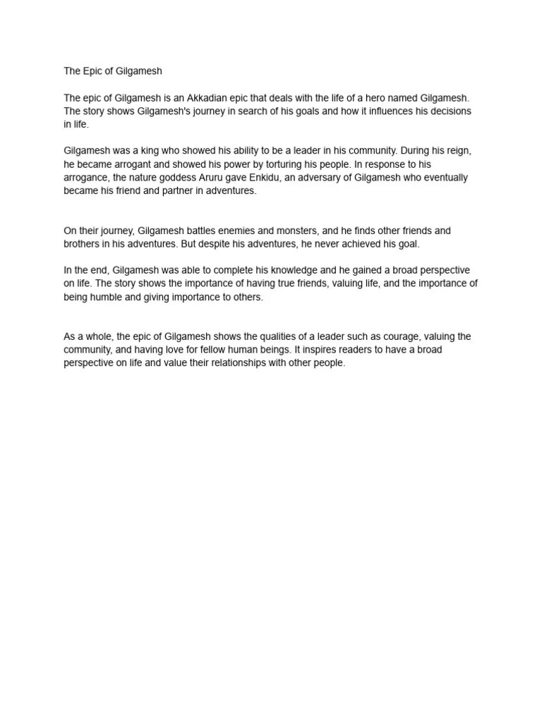 The Epic Of Gilgamesh | PDF