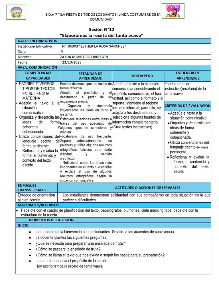 Sesión De Aprendizaje Comunicacion | PDF | Aprendizaje | Comunicación ...