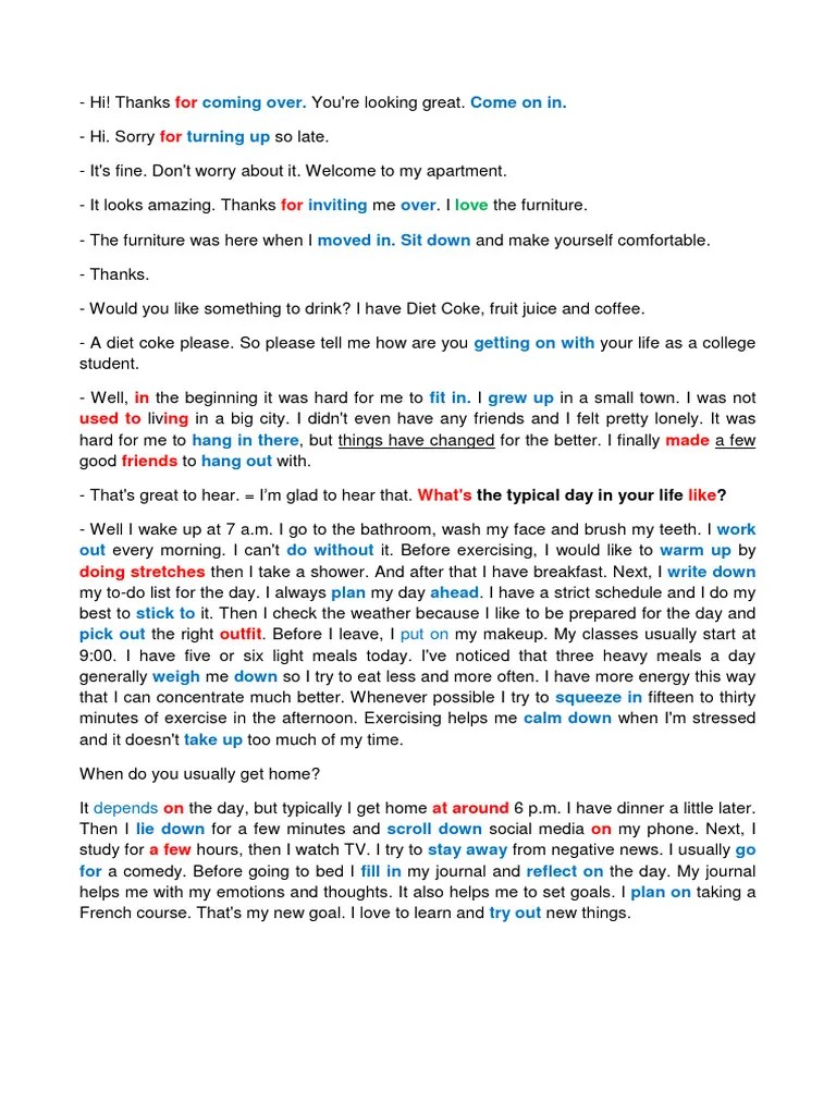 Phrasal Verbs - Daily Routine | PDF