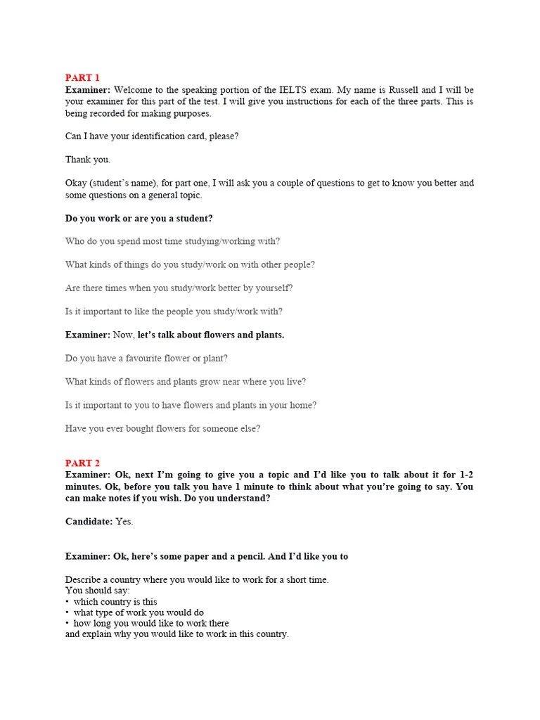 IELTS Speaking Mock Test 3 | PDF