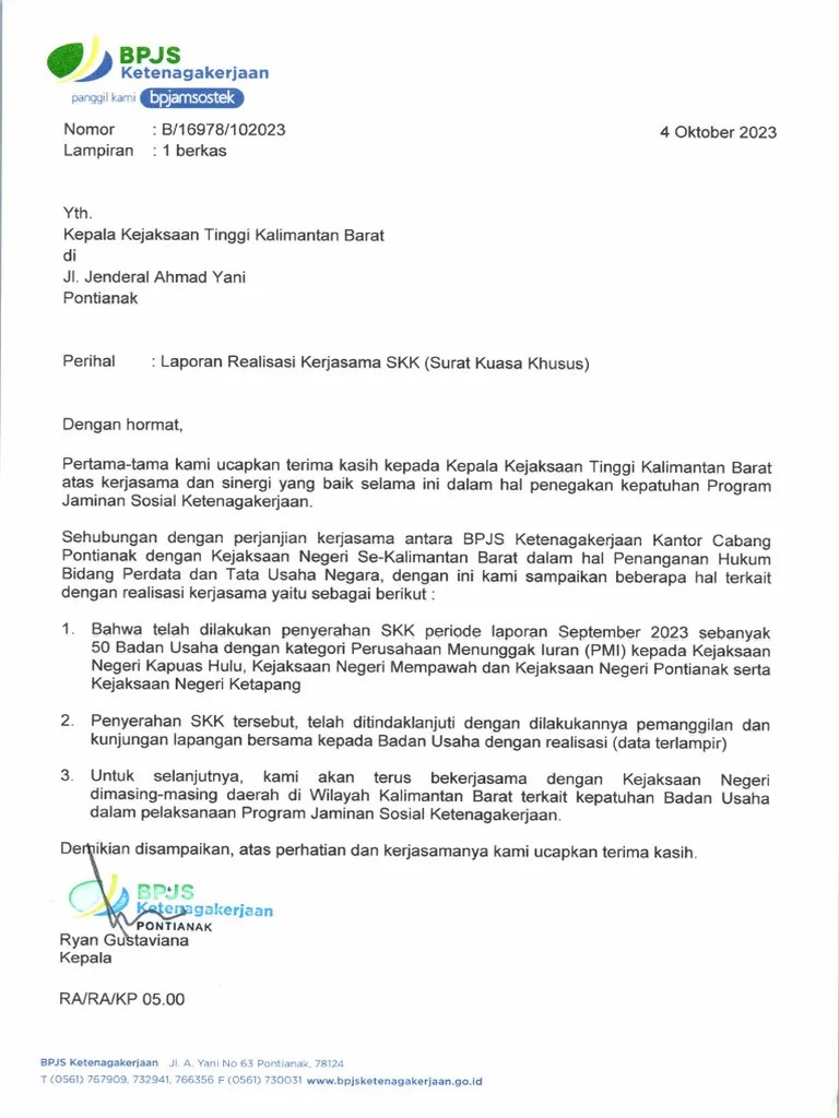 Laporan Realisasi SKK Cut Off September 2023 | PDF