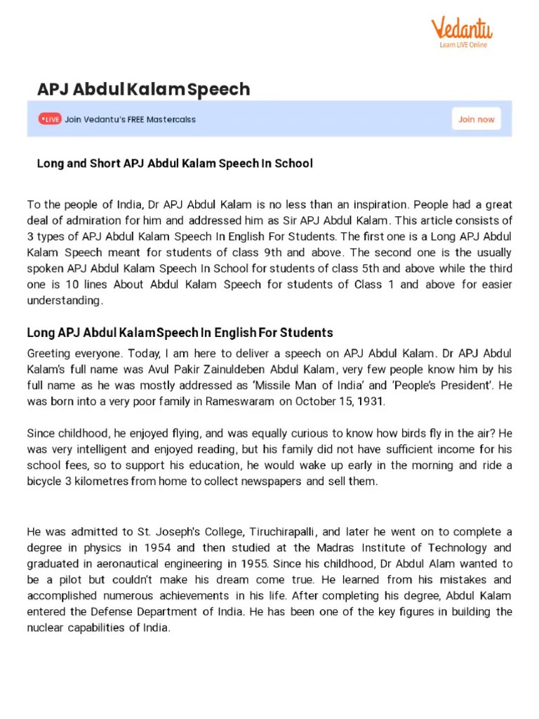 APJ Abdul Kalam Speech | PDF