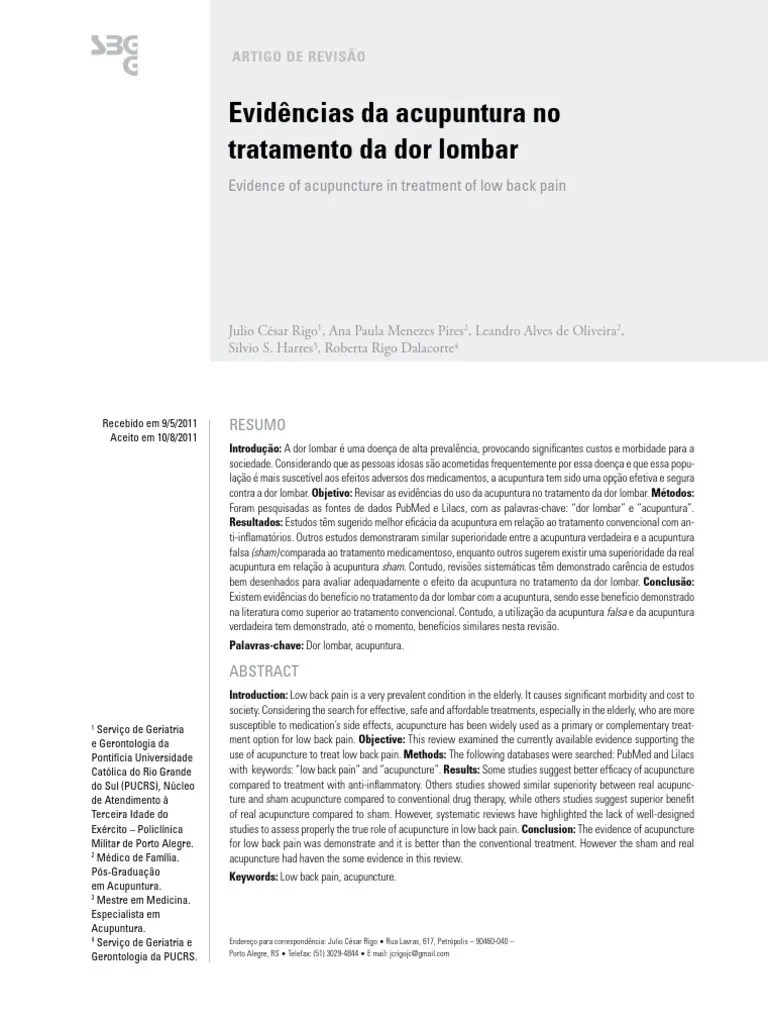 Artigo - Evidencias Da Acupuntura E Dor Lombar | PDF