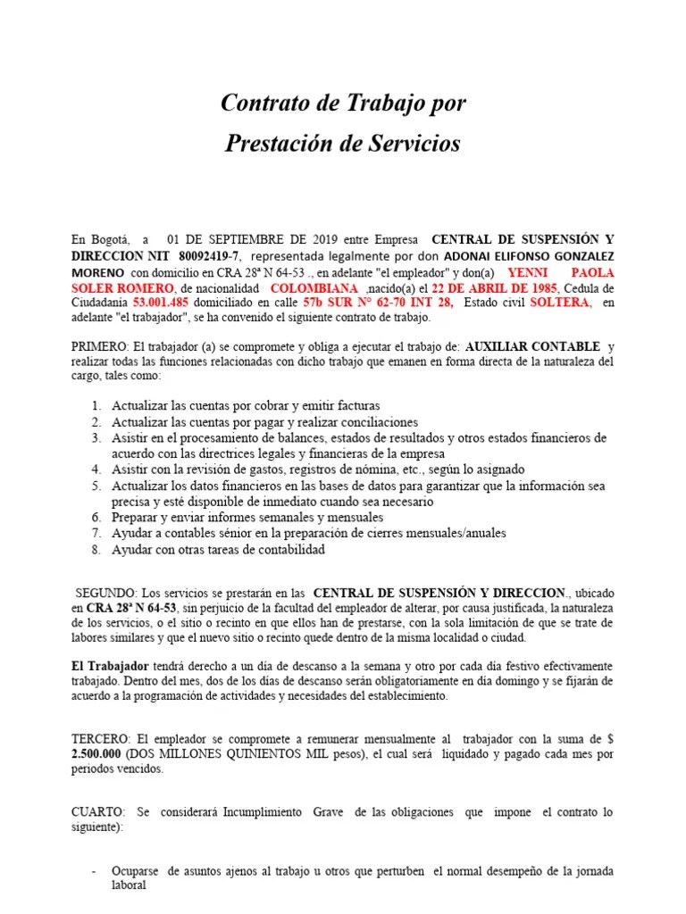 Contrato Servicios | PDF | Contabilidad | Derecho Laboral