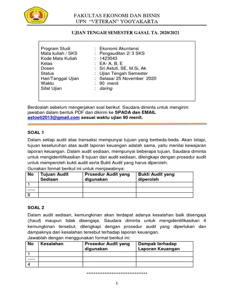 Uts Pengauditan 2 Reguler | PDF