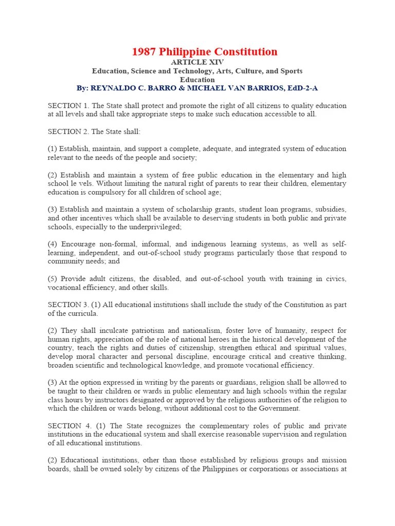 1987 Philippine Constitution | PDF | Science | Philippines