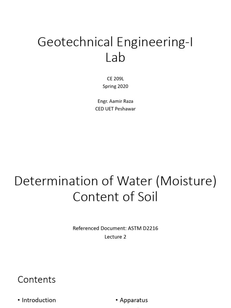 Lecture 01 Moisture Content Of Soil | PDF | Soil | Humidity