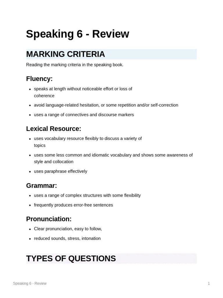 Speaking 6 - Review | PDF | Linguistics | Human Communication