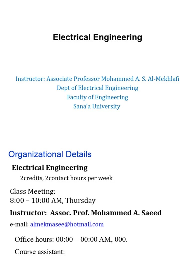 Lecture 1 - Electrical Engineering | PDF | Electric Current | Electron