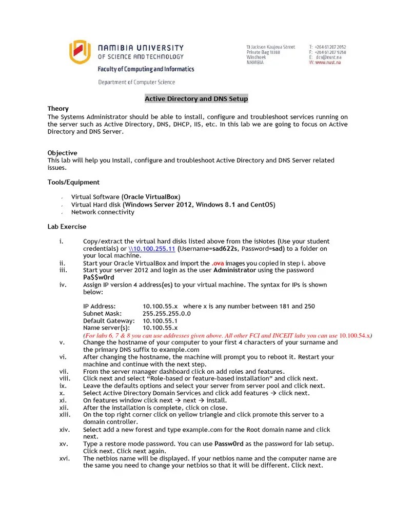 Active Directory And DNS Setup | PDF | Domain Name System | Active ...