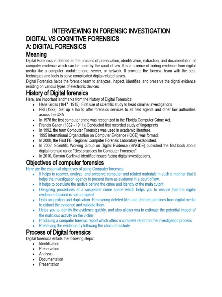 Interviewing In Forensic Investigation | PDF | Computer Forensics ...