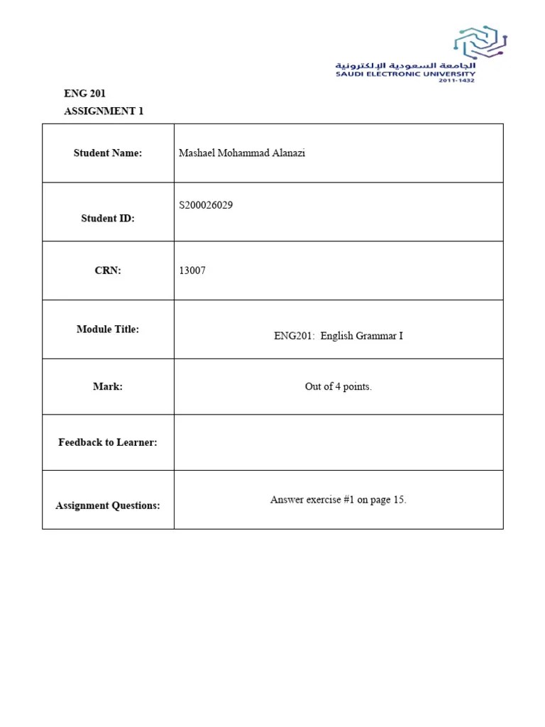 ENG201 Assignment 1 | PDF