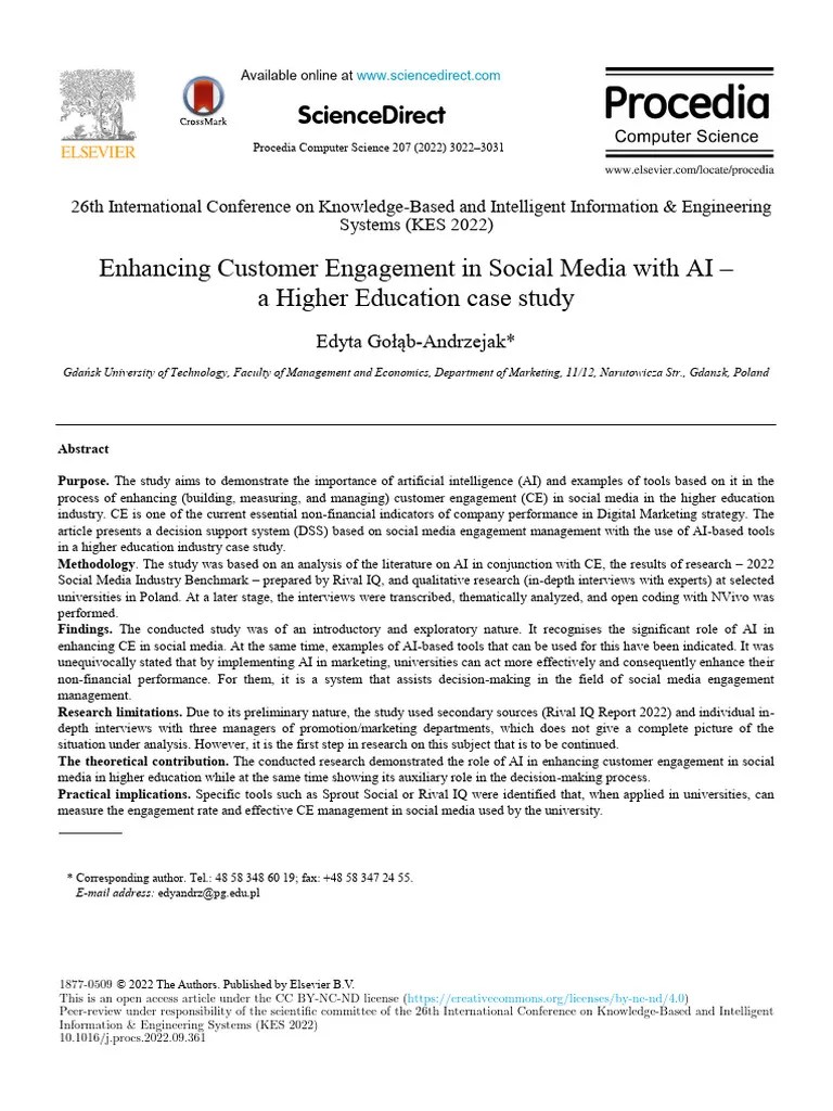 Enhancing Customer Engagement In Social Media With AI - A Higher Education Case Study | PDF ...