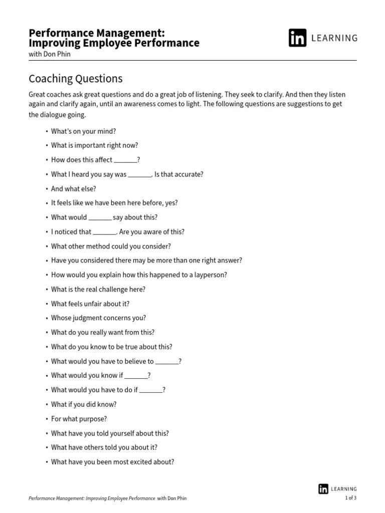Coaching Questions | PDF | Cognitive Psychology | Cognitive Science