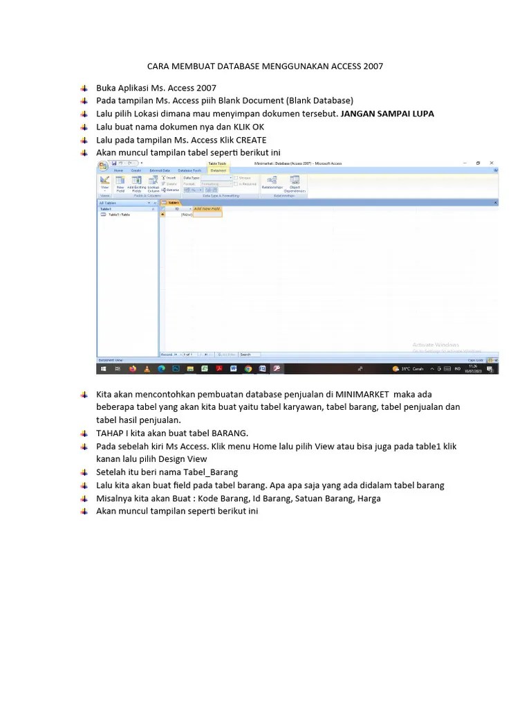 Merancang Database Menggunakan Ms. Access | PDF