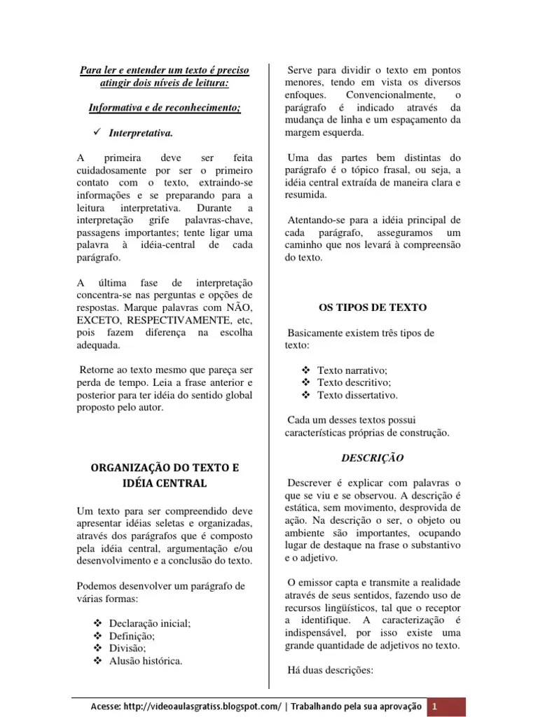 Interpretação De Texto Para Concursos | PDF | Interpretação Linguística | Enredo (narrativa)