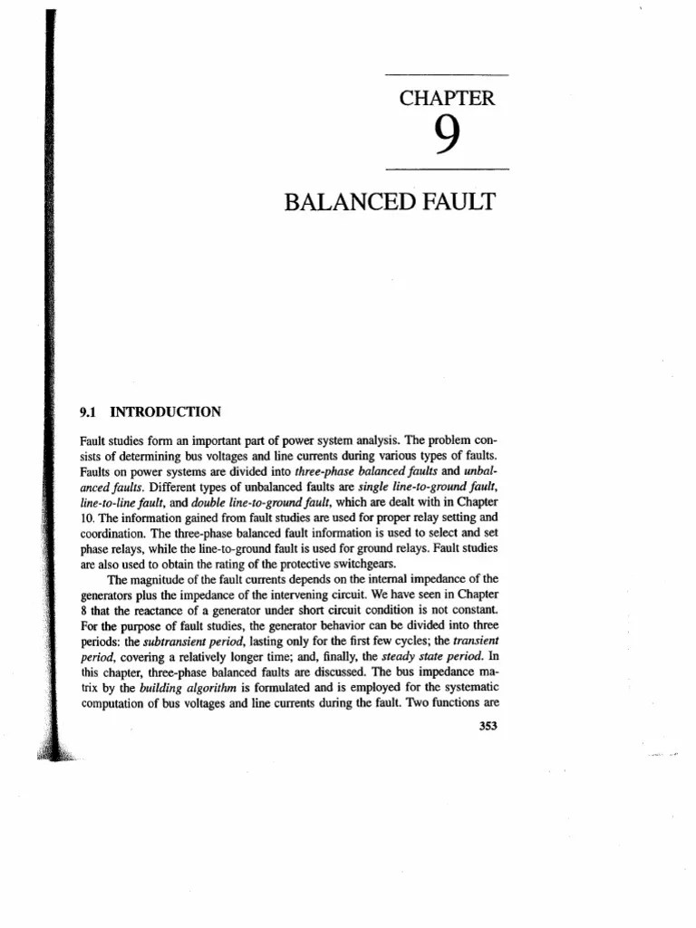 Extract CH 09 - Balanced Fault - Hadi Saadat - Power System Analysis-Pages-375-420 | PDF