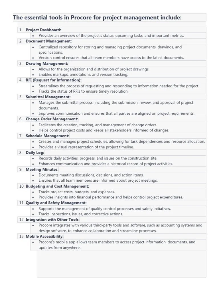 Procore Tools  PDF  Version Control  Microsoft.