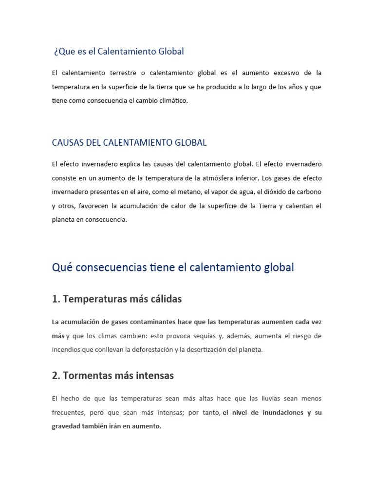 Que Es El Calentamiento Global | PDF | Gases De Efecto Invernadero | Cambio Climático