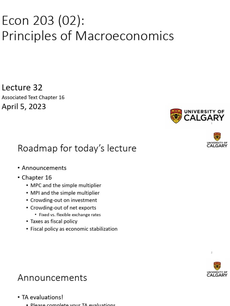 Econ 203 Lecture 32 | PDF | Crowding Out (Economics) | Fiscal Multiplier