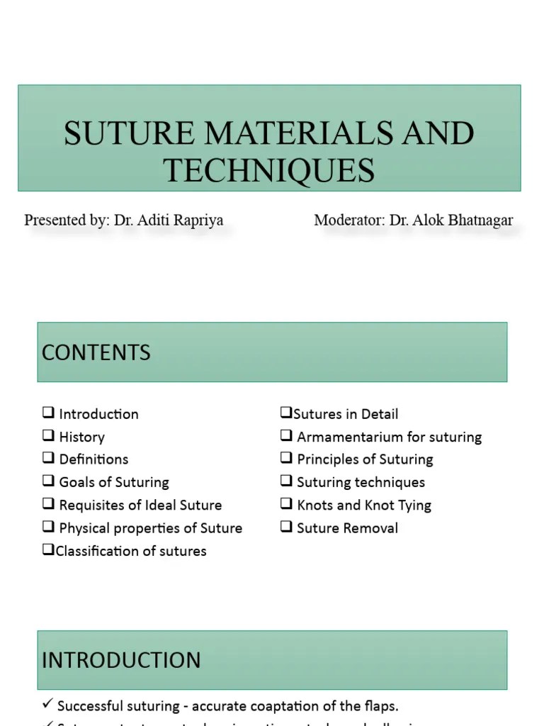 Sutures And Suturing Techniques | PDF | Surgical Suture