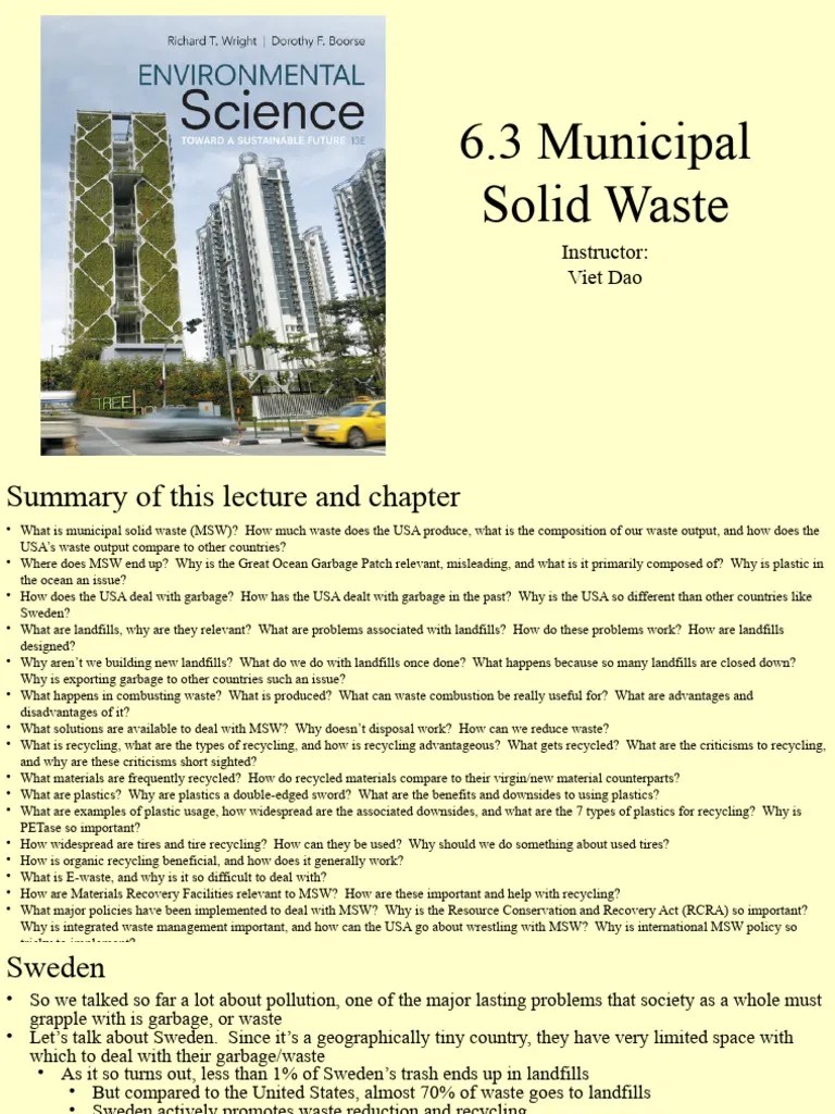 6.3 Municipal Solid Waste And Recycling | PDF | Municipal Solid Waste | Waste