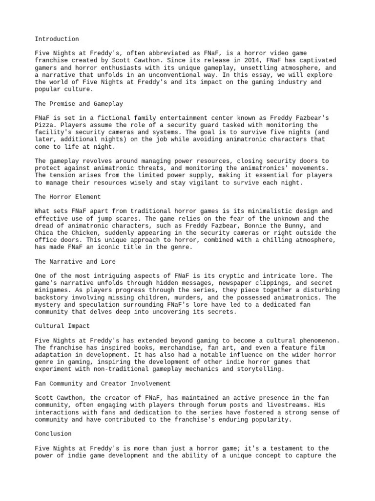 Five Nights At Freddy's (FNaF) - The Horror Gaming Phenomenon | PDF