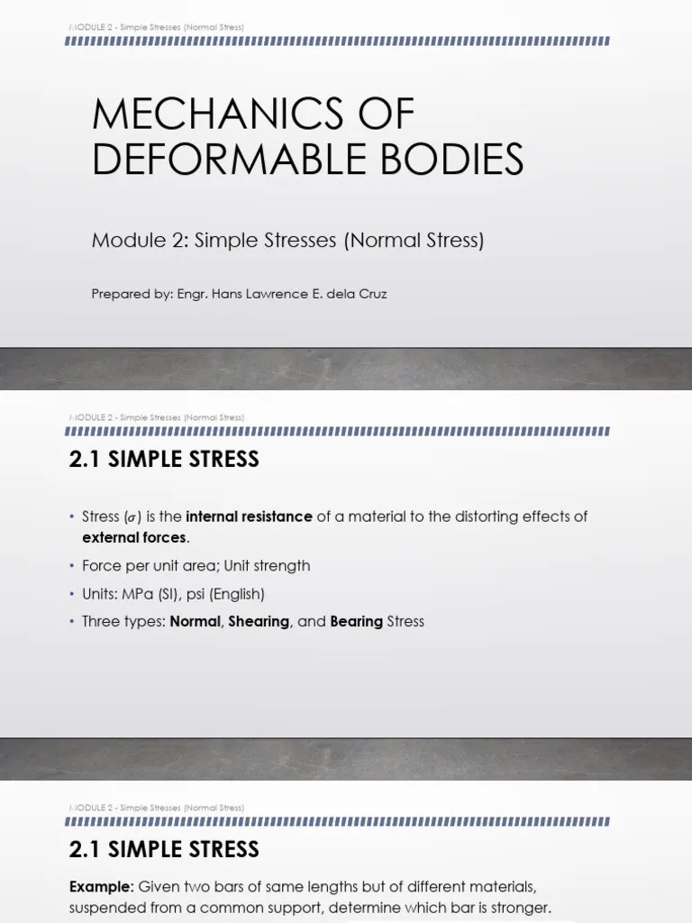 Module 2 - Simple Stresses (Normal Stress) | PDF
