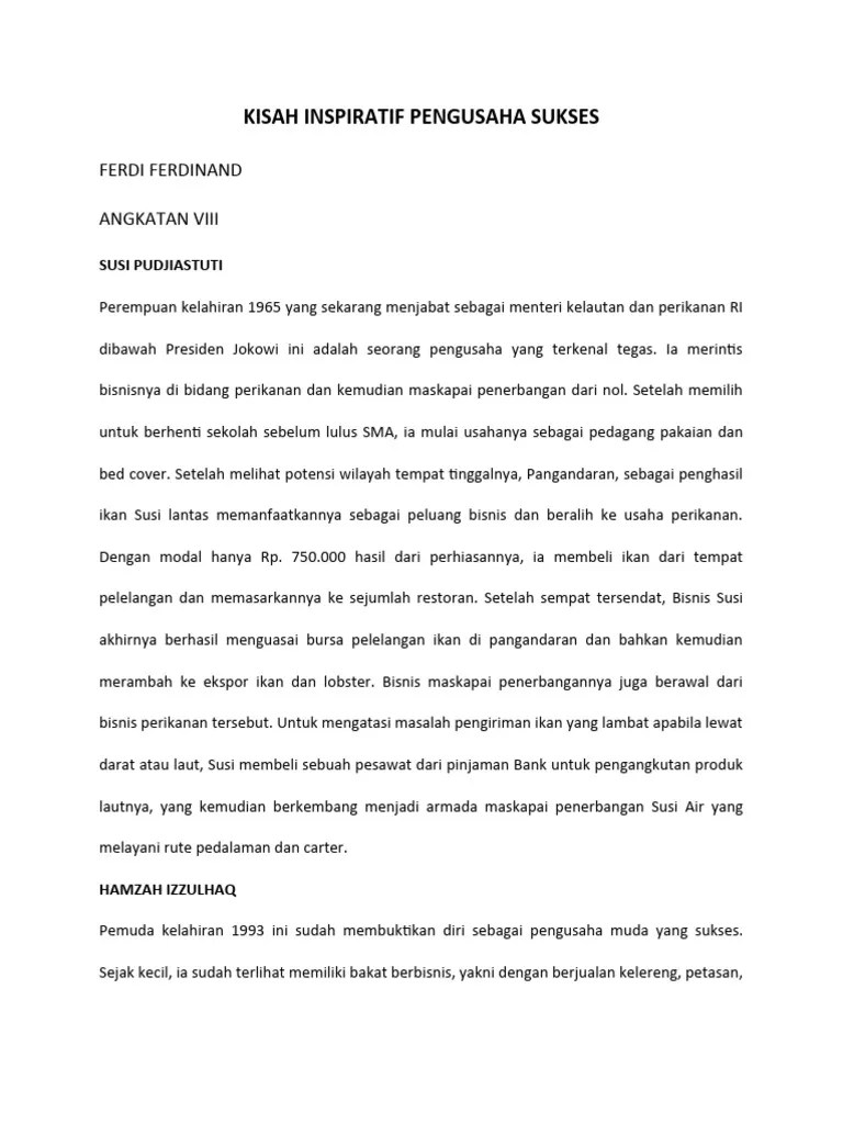 Kisah Inspiratif Pengusaha Sukses | PDF