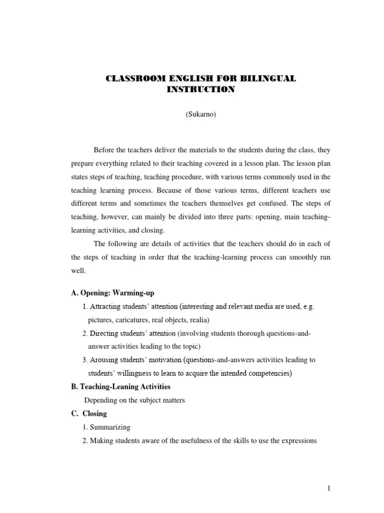 Classroom English | PDF