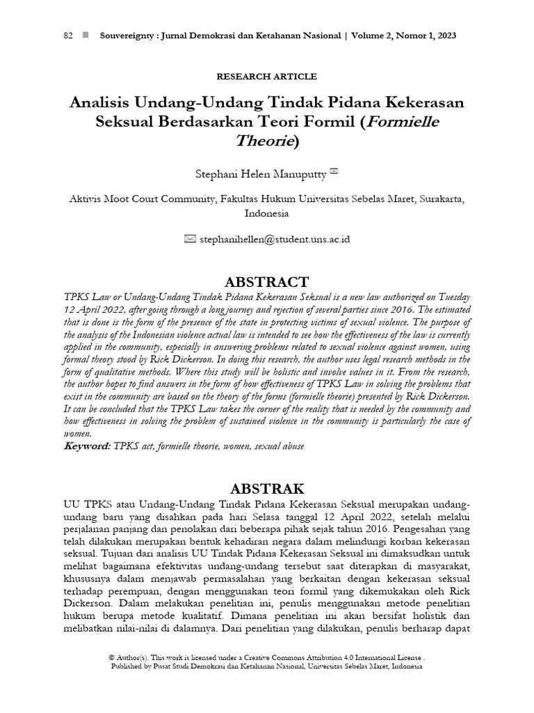 Edited Publish Analisis Undang Undang Tindak Pidana Kekerasan Seksual Berdasarkan Teori Formil ...